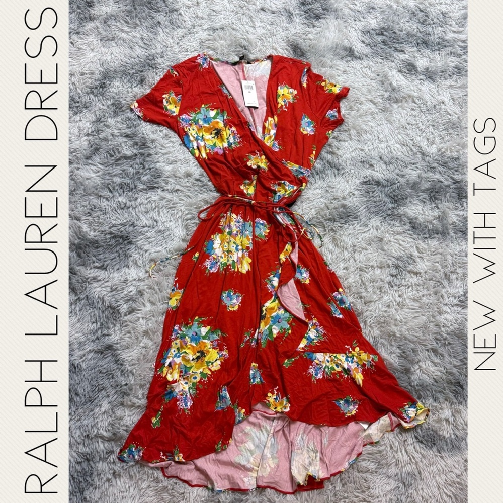 Ralph Lauren Red Floral Wrap Dress